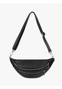 Ryłko - Czarna torebka nerka - crossbody. Kolor: czarny. Materiał: skórzane. Styl: street #4