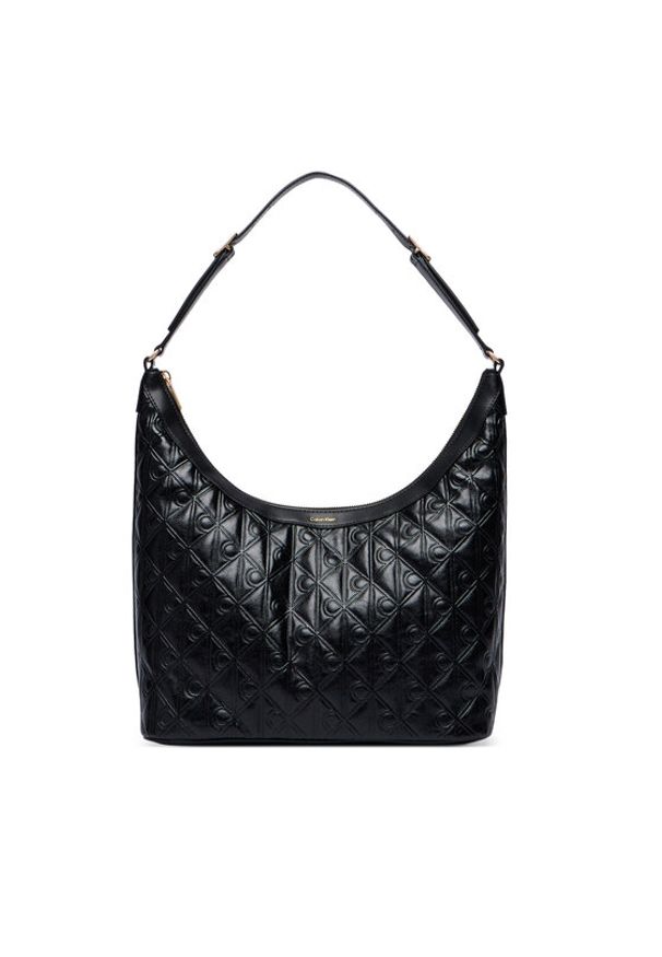 Calvin Klein Torebka Emblem Aop Debossed Medium Shbag LV04F3875G Czarny. Kolor: czarny. Materiał: skórzane