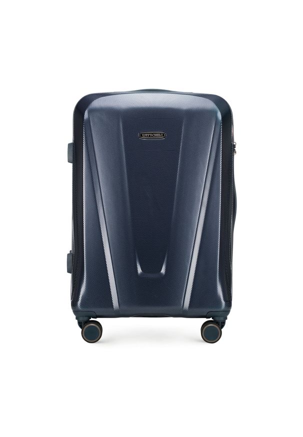 Wittchen - Średnia walizka z polikarbonu geometryczna granatowa. Kolor: niebieski. Materiał: guma. Wzór: geometria