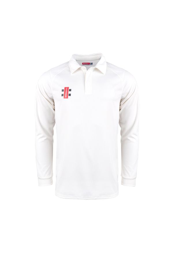 GRAY-NICOLLS - Profesjonalna koszulka z długim rękawem Gray-Nicolls V2. Kolor: biały. Długość rękawa: długi rękaw. Długość: długie