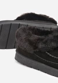 Renee - Czarne Śniegowce na Platformie Ozdobione Haftem i Futerkiem Linedis. Okazja: na co dzień. Kolor: czarny. Materiał: futro. Wzór: haft, aplikacja. Obcas: na platformie. Styl: casual, elegancki #4