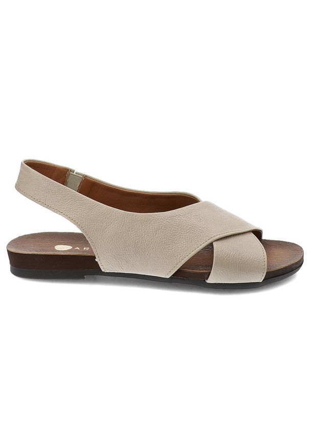 Beżowe Sandały Armodo Wygodne Obuwie Damskie. Kolor: beżowy. Materiał: len, skóra. Wzór: kolorowy. Sezon: lato