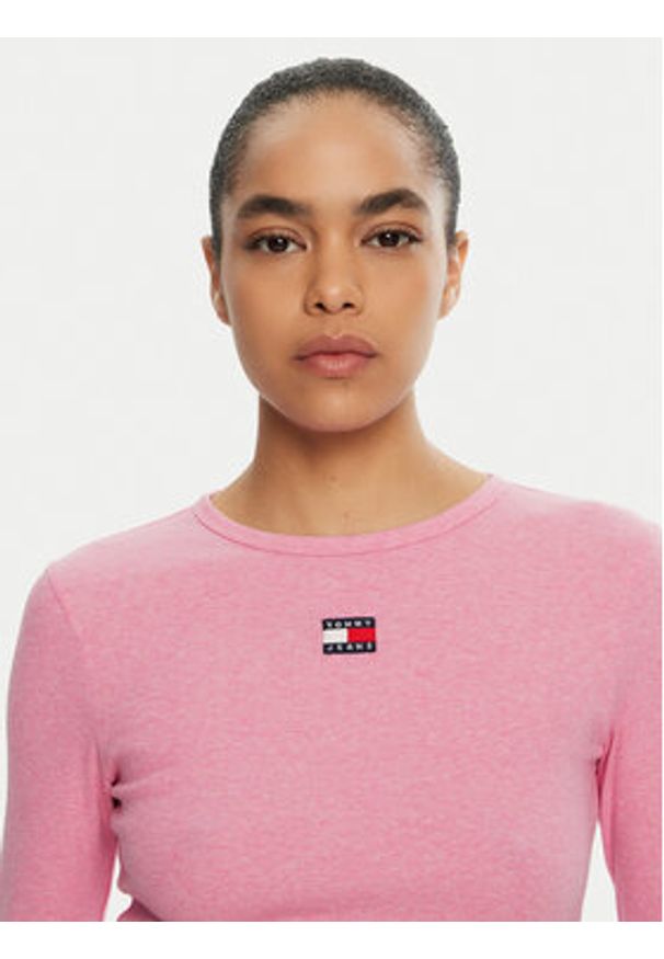 Tommy Jeans Bluzka DW0DW20178 Różowy Slim Fit. Kolor: różowy. Materiał: bawełna
