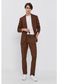 Sisley Spodnie męskie kolor brązowy dopasowane. Kolor: brązowy #2