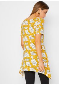 Shirt z przyjaznej dla środowiska wiskozy bonprix żółty szafranowy - czarno-biały. Kolor: żółty. Materiał: wiskoza #6
