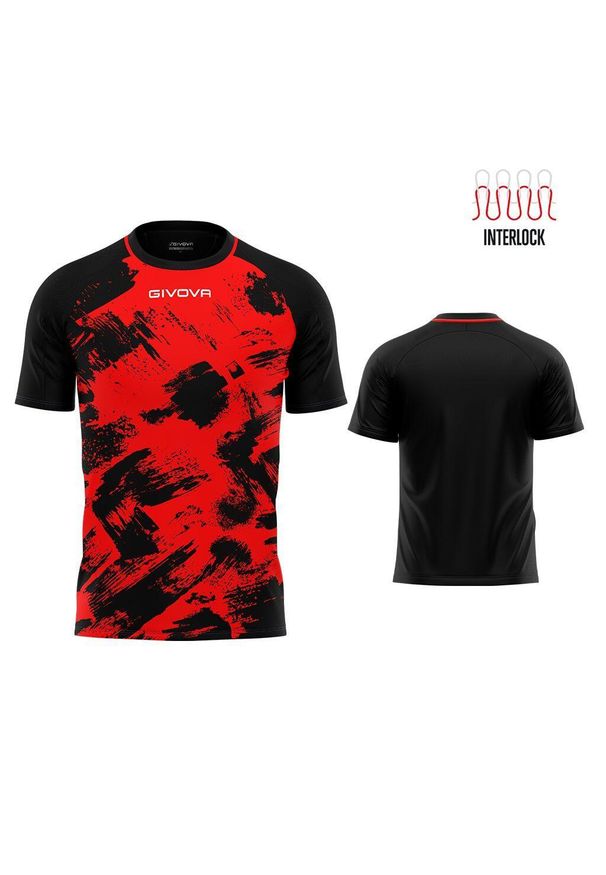 Givova Sport T-shirt Interlock Czerwono-Czarny XL Mężczyźni. Kolor: czerwony, czarny, wielokolorowy. Materiał: poliester. Sport: kolarstwo