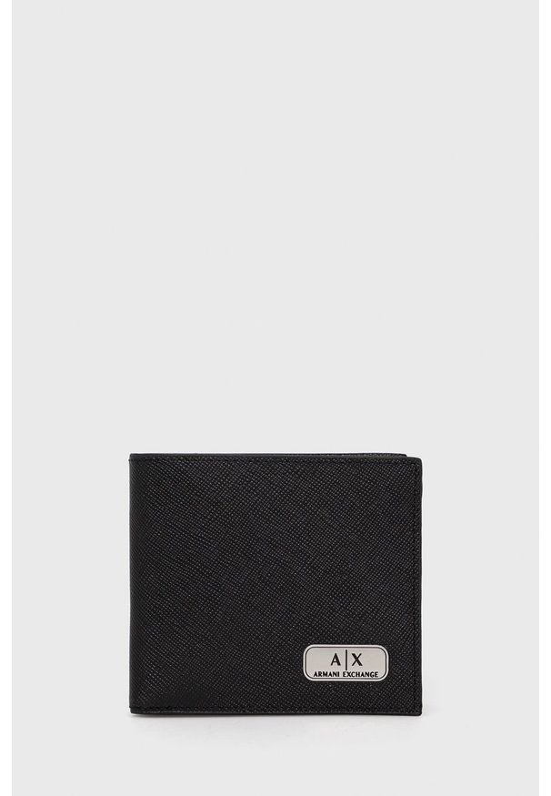Armani Exchange portfel skórzany 958098.CC843 męski kolor czarny. Kolor: czarny. Materiał: skóra. Wzór: gładki