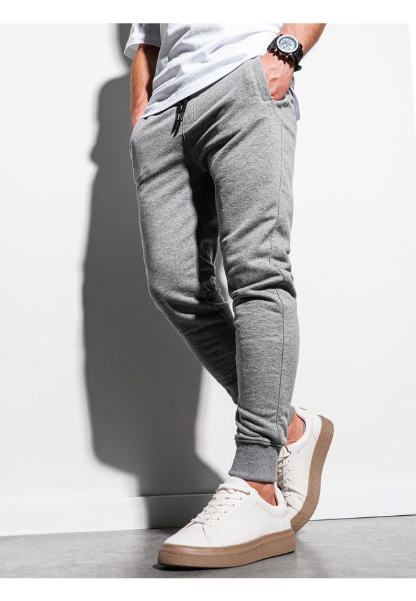 Szare spodnie Ombre Clothing melanż, klasyczne