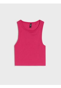 Sinsay - Prążkowany top - różowy. Kolor: różowy. Materiał: prążkowany #1