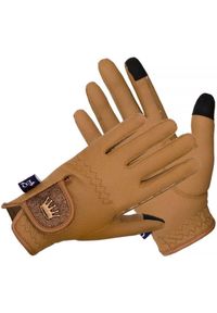 EQUESTRIAN QUEEN - Rękawiczki jeździeckie damskie EQ.QUEEN Bali antypoślizgowe. Kolor: brązowy. Materiał: materiał. Wzór: haft. Sport: jeździectwo #1