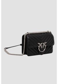 Pinko - PINKO Czarna kopertówka damska ze srebrnymi okuciami Love One Mini DC. Kolor: czarny. Styl: casual, elegancki, klasyczny, wizytowy #3