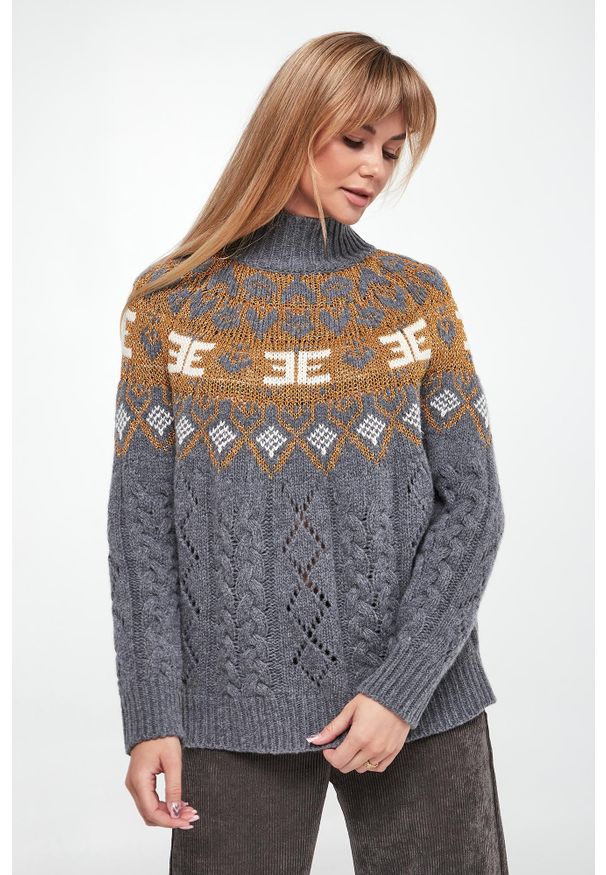 Ermanno Firenze - Sweter damski wełniany ERMANNO FIRENZE. Materiał: wełna