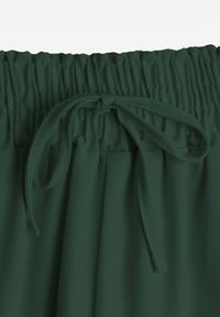 Renee - Ciemnozielone Spodnie High Waist z Szerokimi Nogawkami z Wiskozą Wykończone Gumką w Talii Crisantas. Okazja: na spotkanie biznesowe, na co dzień, na spacer. Stan: podwyższony. Kolor: zielony. Materiał: wiskoza. Styl: elegancki, biznesowy, casual #4