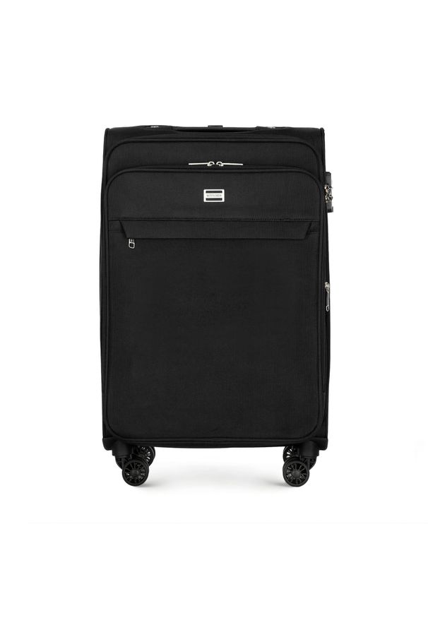 Wittchen - Średnia walizka miękka jednokolorowa czarna. Kolor: czarny. Materiał: poliester. Styl: elegancki