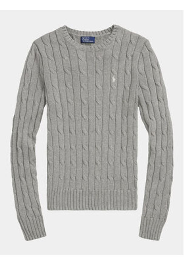 Polo Ralph Lauren Sweter Julianna 211943903001 Szary Regular Fit. Typ kołnierza: polo. Kolor: szary. Materiał: bawełna
