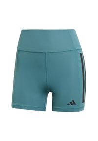Adidas - Legginsy Optimé 3-Stripes 1/4 Short. Stan: podwyższony. Kolor: niebieski, wielokolorowy, zielony. Technologia: ClimaCool (Adidas). Sport: fitness #2