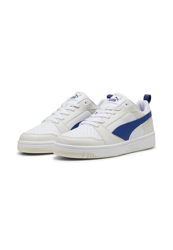 Puma - Buty do chodzenia męskie PUMA Rebound V6 Low. Zapięcie: sznurówki. Kolor: wielokolorowy, niebieski, szary. Materiał: materiał, syntetyk. Szerokość cholewki: normalna. Sport: turystyka piesza