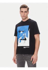 Karl Lagerfeld Jeans T-Shirt A2M17036 Czarny Regular Fit. Kolor: czarny. Materiał: bawełna