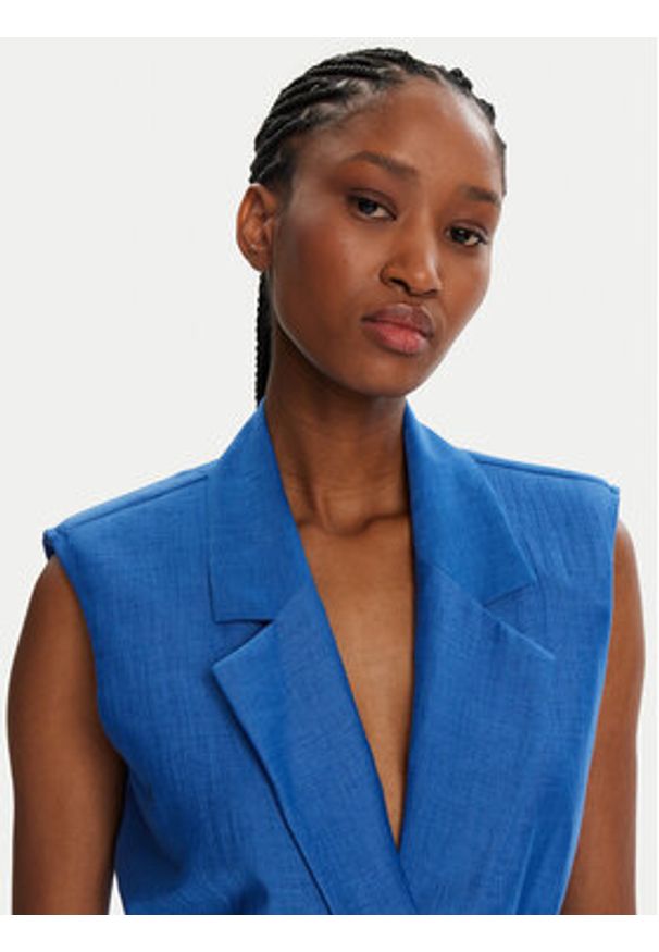 KAOS Kamizelka RP1MR063 Niebieski Regular Fit. Kolor: niebieski. Materiał: len