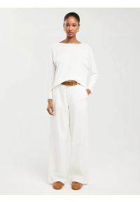 Big-Star - Sweter damski z wiskozy biały Airin 100. Okazja: na co dzień. Kolor: biały. Materiał: wiskoza. Wzór: aplikacja. Styl: casual #5