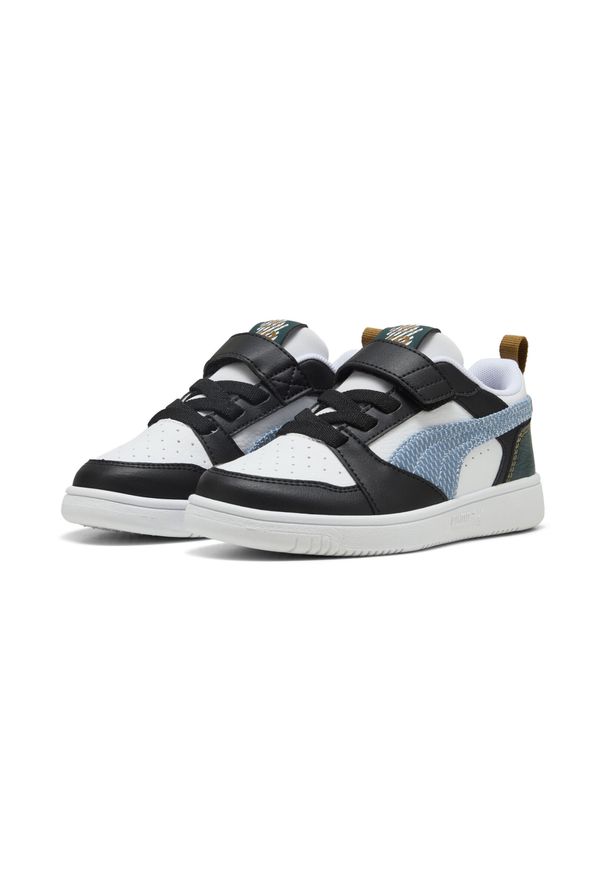 Puma - Dziecięce sneakersy Rebound V6 Low Run Fun PUMA. Kolor: zielony, czarny, niebieski, wielokolorowy. Sezon: lato. Sport: bieganie