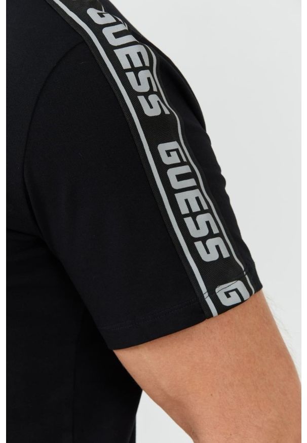 Guess - GUESS Czarny męski t-shirt Arlo Cn, Rozmiar S. Kolor: czarny