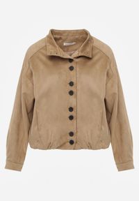 Born2be - Jasnobrązowa Kurtka w Stylu Bomberki z Ozdobnymi Guzikami Polimi. Okazja: na co dzień. Kolor: brązowy. Materiał: jeans. Styl: casual #8