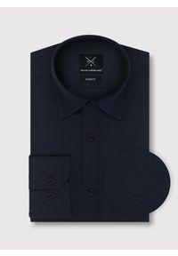 Pako Lorente - PAKO LORENTE – Granatowa gładka koszula męska. Okazja: na wesele, na ślub cywilny. Kolor: czerwony, niebieski. Materiał: bawełna, elastan. Wzór: gładki. Styl: elegancki #1