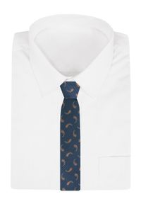 Jedwabny Krawat Męski - His Story - Niebieski w Beżowe Paisley. Kolor: brązowy, niebieski, wielokolorowy, beżowy. Materiał: jedwab. Wzór: paisley. Styl: klasyczny, elegancki