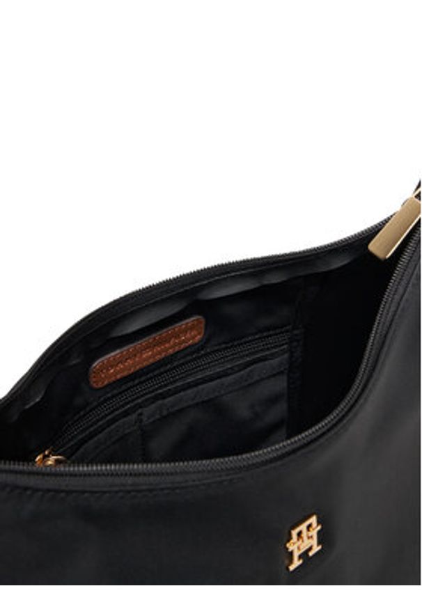 TOMMY HILFIGER - Tommy Hilfiger Torebka Popette Shoulder Bag AW0AW17937 Czarny. Kolor: czarny. Materiał: skórzane