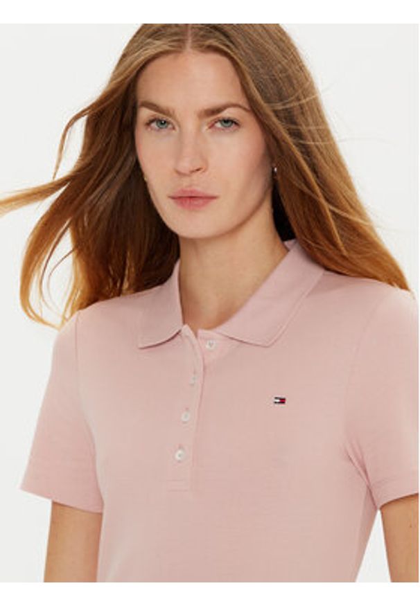 TOMMY HILFIGER - Tommy Hilfiger Sukienka codzienna 1985 WW0WW43228 Różowy Slim Fit. Okazja: na co dzień. Kolor: różowy. Materiał: bawełna. Typ sukienki: proste. Styl: casual