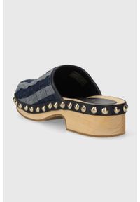 TOMMY HILFIGER - Tommy Hilfiger klapki TH DENIM CONTRAST CLOG damskie kolor granatowy na platformie FW0FW07410. Kolor: niebieski. Materiał: denim. Obcas: na platformie #2
