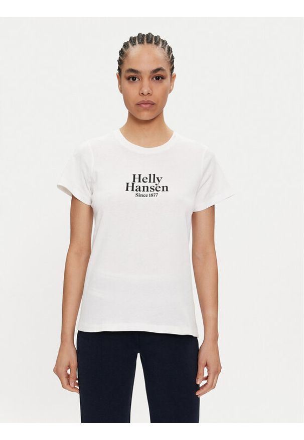 Helly Hansen T-Shirt W Core Graphic T-Shirt 54080 Biały Regular Fit. Kolor: biały. Materiał: bawełna