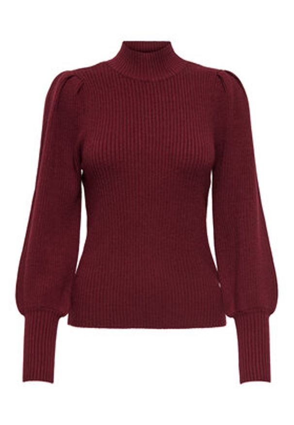 only - ONLY Sweter Katia 15232494 Bordowy Regular Fit. Kolor: czerwony. Materiał: wiskoza, syntetyk