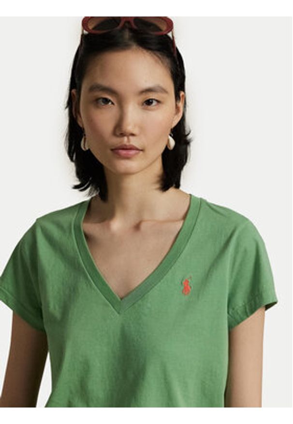 Polo Ralph Lauren T-Shirt 211902403009 Zielony Straight Fit. Typ kołnierza: polo. Kolor: zielony. Materiał: bawełna