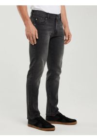 Big-Star - Jeansy męskie dopasowane z przetarciami czarne Martin 953. Okazja: na co dzień. Kolor: czarny. Styl: elegancki, casual #4