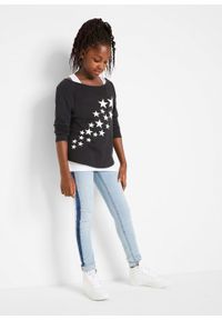 Shirt dziewczęcy z topem (2 części), bawełna organiczna bonprix czarno-biały z nadrukiem. Kolor: czarny. Materiał: bawełna. Wzór: nadruk #3