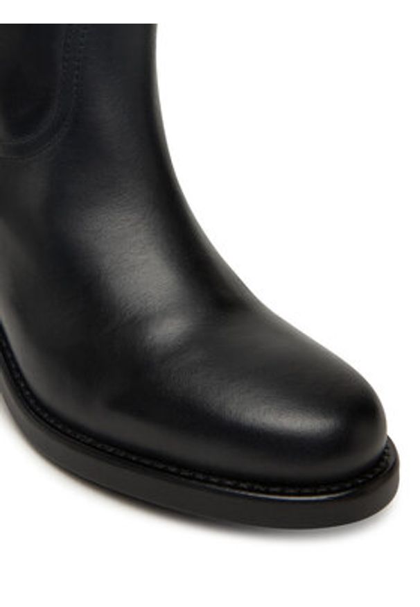 TOMMY HILFIGER - Tommy Hilfiger Botki Riding Lthr Mid Boot Block Heel FW0FW08776 Czarny. Kolor: czarny. Materiał: skóra
