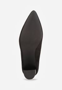 Renee - Czarne Czółenka ze Skórzaną Wkładką na Wysokim Słupku Keshi. Nosek buta: szpiczasty. Zapięcie: bez zapięcia. Kolor: czarny. Materiał: skóra. Obcas: na słupku. Wysokość obcasa: wysoki #7