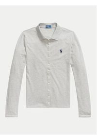 Polo Ralph Lauren Koszula 211941176001 Szary Slim Fit. Typ kołnierza: polo. Kolor: szary. Materiał: bawełna #8