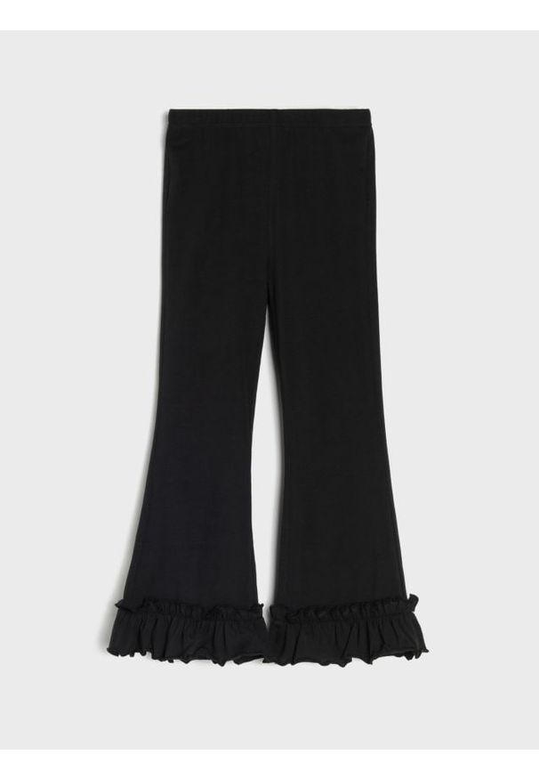 Sinsay - Spodnie dzwony zakończone falbanami - czarny. Kolor: czarny
