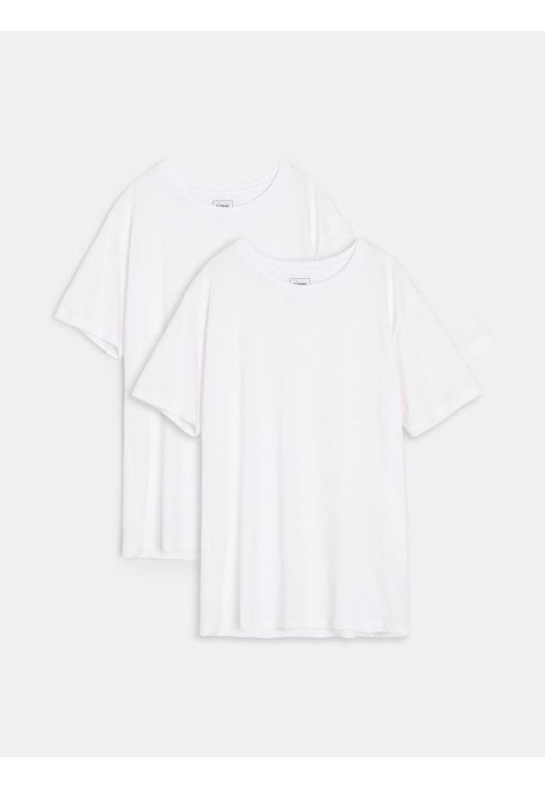 Sinsay - Bawełniana koszulka od piżamy 2 pack - biały. Kolor: biały. Materiał: bawełna