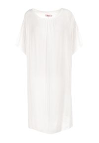 Born2be - Biała Sukienka Typhone. Kolekcja: plus size. Kolor: biały. Materiał: bawełna. Wzór: gładki. Sezon: lato. Typ sukienki: dla puszystych. Długość: midi #3
