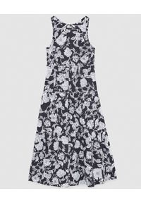 Patrizia Pepe - PATRIZIA PEPE - Rozkloszowana sukienka midi z kwiatowym wzorem. Kolor: czarny. Materiał: bawełna. Wzór: kwiaty. Długość: midi