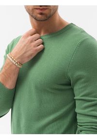 Ombre Clothing - Sweter męski E177 - zielony - XXL. Kolor: zielony. Materiał: nylon, wiskoza. Styl: klasyczny #3