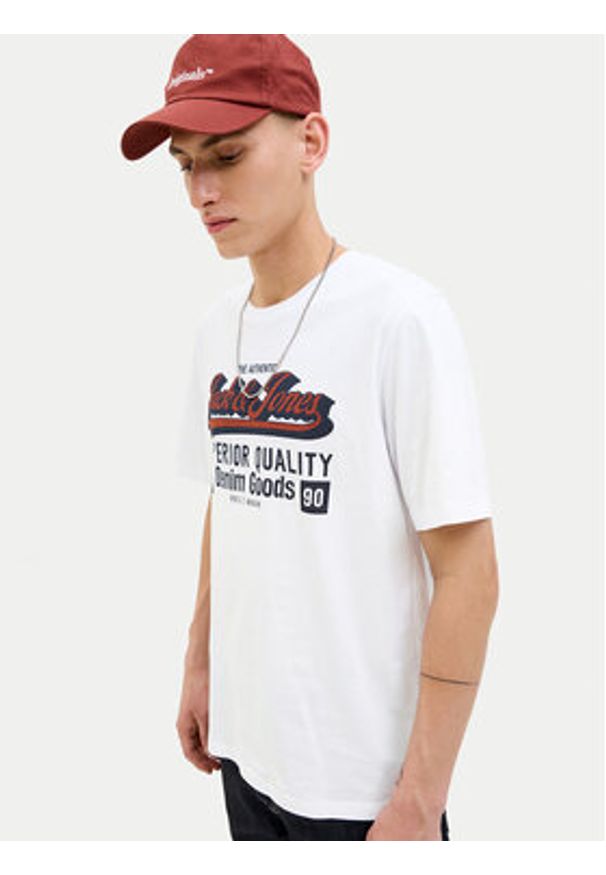 Jack & Jones T-Shirt Logo 12279535 Biały Standard Fit. Kolor: biały. Materiał: bawełna