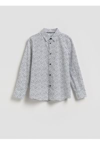 Reserved - Koszula z drobnym wzorem - biały. Kolor: biały. Materiał: tkanina, bawełna #1