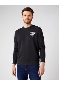 Wrangler - WRANGLER CHEST PRINT CREW BLACK W6F5HA100. Wzór: nadruk