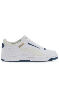 Buty Puma Rebound Joy Low 38074723 - białe. Zapięcie: pasek. Kolor: biały. Materiał: materiał, skóra, syntetyk, guma. Szerokość cholewki: normalna. Wzór: paski