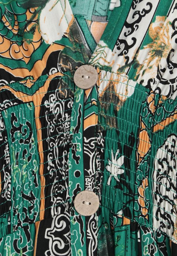 Renee - Zielona Sukienka z Wiskozy Maxi z Gumką w Pasie Weha. Kolor: zielony. Materiał: wiskoza. Sezon: lato. Długość: maxi